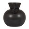 Hello Honey Stoneware Vase with Twisted Handles, Reactive Matte Black Glaze